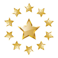Golden Stars Circle Icon – Shiny Gold Star Vector for Award, Badge, or Certificate