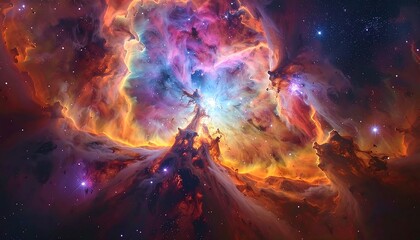 Colorful nebula in space