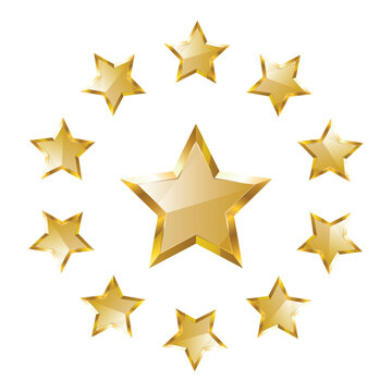 Golden Stars Circle Icon &ndash; Shiny Gold Star Vector for Award, Badge, or Certificate