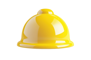 Bright yellow bell isolated on transparent background. Yellow bell icon with a smooth glossy finish isolated on white background, 3d rendering.