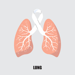Lung Health Awareness Ribbon Illustration – Pulmonary Support Graphic