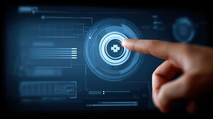 Hand Interaction with Futuristic Digital Interface for Technology Concepts