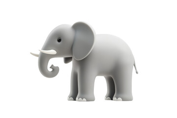 Obraz premium Geometric origami elephant sculpture isolated on transparent background. Elephant sculpture with a minimalist design and smooth surfaces isolated on white background, 3d rendering.