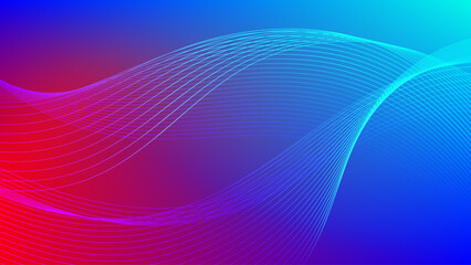 Wavy blended lines with red blue cyan gradient mesh abstract background nice for wallpaper or banner