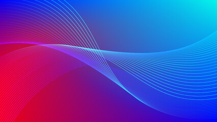 Red and blue gradient mesh abstract background with wavy blended lines nice for wallpaper or banner