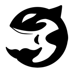 An abstract orca whale logo with a circular shape © Juragan99