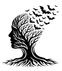 A unique and conceptual black and white vector illustration