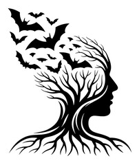 Mind of a Tree with Bats Flying Out