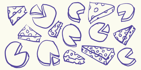 Italian style Cheese hand drawn vector illustrations in grunge chalk or charcoal rough doodle sketch style.