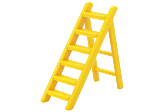 Old rusty dumbbell isolated on transparent background. Yellow ladder icon illustration featuring a straight design isolated on white background, 3d rendering.