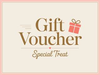 Elegant flat style gift voucher special treat with gift box design for promotions