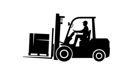 Forklift Operator Silhouette Moving Pallet