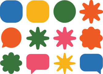 Collection of colorful abstract shapes and speech bubbles for design and communication