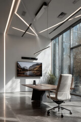 office conference room designed to enhance creativity and productivity featuring virtual meeting participant