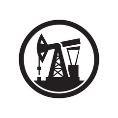 oil rig vector silhouette sketch art logo design idea illustration. Industry abstract icons set collections