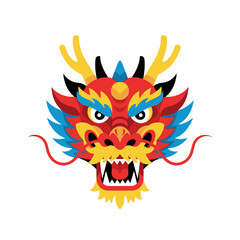 Vibrant and Striking Chinese Dragon Head Vector Illustration for Cultural Celebrations and Decorative Design Projects, perfect for festive occasions.