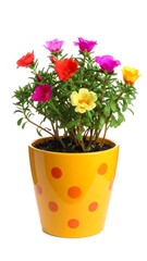 Fototapeta premium Colorful flowers in a yellow pot
