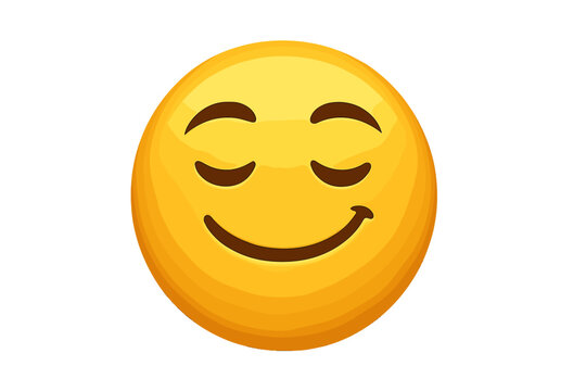 Naklejki Proud emoticon with a confident smile. Relieved face emoji icon vector illustration. Satisfied, pleased, or smug smiley character. Self-assured and content expression design.