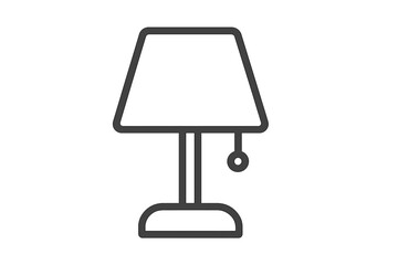 Minimalist table lamp icon. Single line vector illustration. Simple modern lamp silhouette for web, apps, online shop, interior design, editable stroke. Isolated outline symbol. Home decor concept