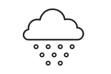 Linear cloud with falling snow symbol. Minimal outline style weather icon. Simple snowfall vector illustration for weather forecast app, web UI, posters, cards, advertising. Transparent background.