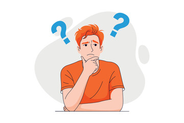 Thinking Man and Question Mark Vector Illustration for Problem Solving 