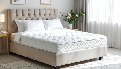 Luxurious bedroom featuring a comfortable bed with plush headboard and bedding