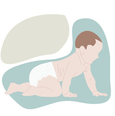 crawling baby.  Baby learn to crawl