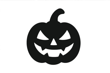 Halloween pumpkin scary face silhouette. Jack o lantern evil smile icon. Spooky horror autumn holiday symbol. Vector graphic illustration for October party decoration design.