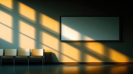 Serene Classroom Space with Sunlight Shadows and Empty Chairs