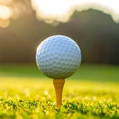 Golf ball on tee in a field