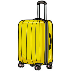 Yellow Luggage Travel Bag Suitcase Luggage Vacation Illustration