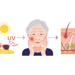 Fototapeta premium Protecting aging skin from sun damage with daily sunscreen for a healthy complexion and preventing wrinkles, sunburn and skin cancer for years to come