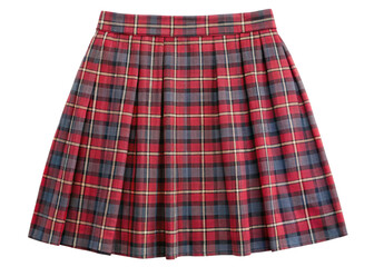 Plaid pleated skirt isolated on white background