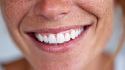 A woman smiling with white teeth