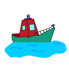 Obraz premium ship cartoon vector printable for children book preschool worksheet.eps