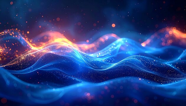 Abstract glowing wavy design - Powered by Adobe