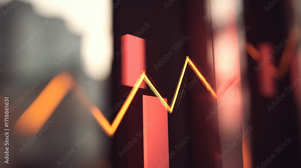 Poster abstract financial data visualization with light reflections and colors
