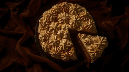Delicious Caramel Cake Slice with Whipped Cream