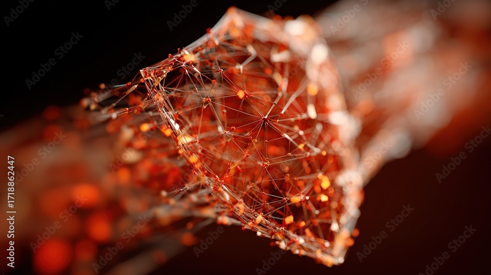 Poster abstract orange network structure with soft focus and bokeh effect