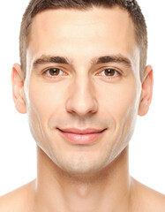 Obraz premium Closeup Portrait of a Smiling Man with Short Hair.