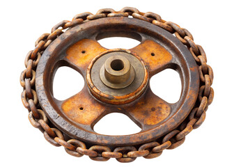 rusty chain hoist wheel png image on transparent background