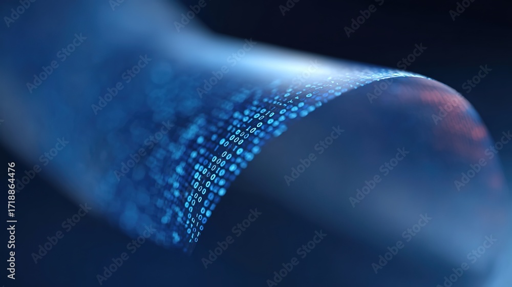 Poster abstract representation of data flow with binary code display