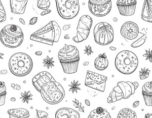Hand-drawn pastry pattern