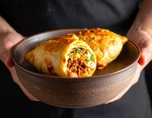 Handheld pastry filled with savory mix