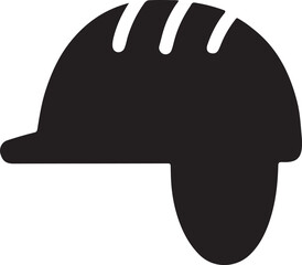 Silhouette safety helmet icon. Vector EPS for construction, worker protection, and safety gear.
