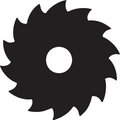 Silhouette saw blade icon. Vector EPS for carpentry, woodworking, lumber, and construction tools.