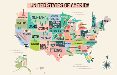 Obraz premium Map of the united states of america Vecteezy_USAMap