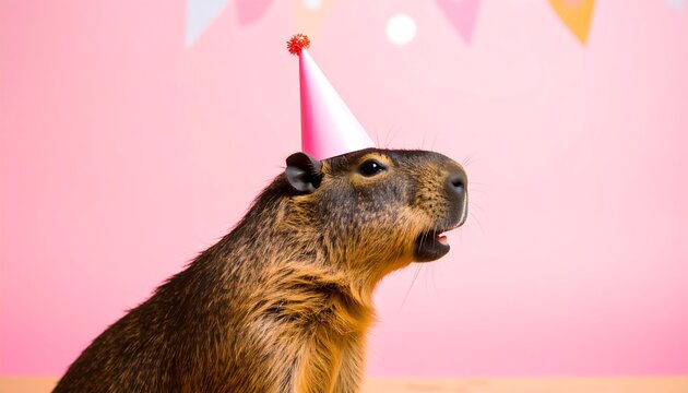 Capybara wearing party hat (1)