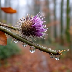 Dew-Kissed Thistle - A Close-Up of Natures Beauty After the Rain.