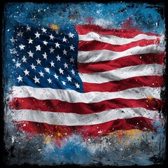 Distressed American Flag Art - Patriotic Symbol of Freedom and Independence.